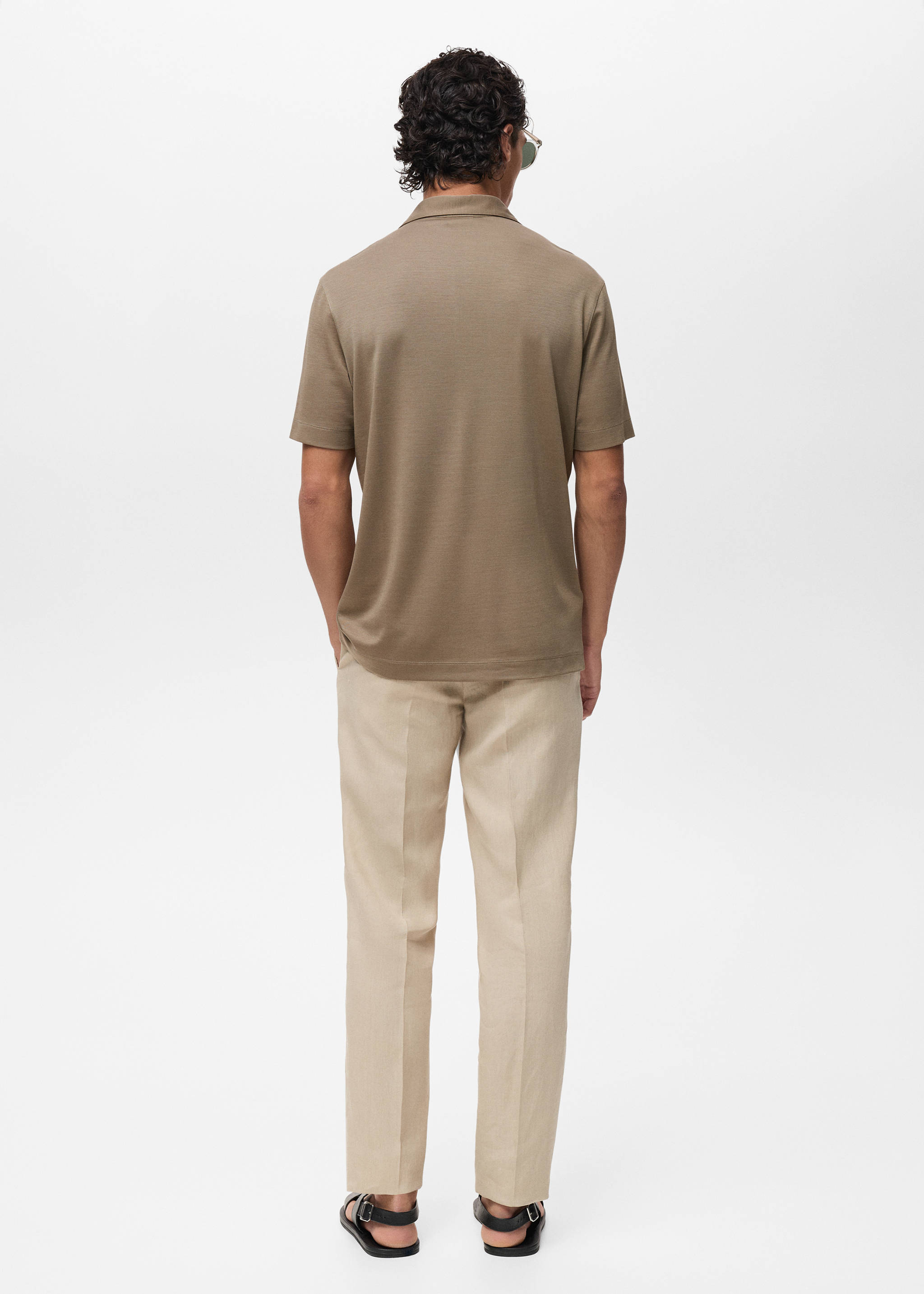 Lyocell polo shirt with bowling collar - Reverse of the article