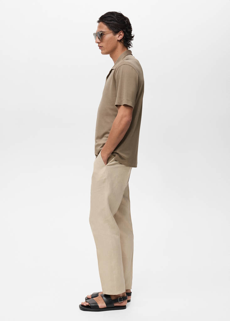 Lyocell polo shirt with bowling collar — Mink Grey