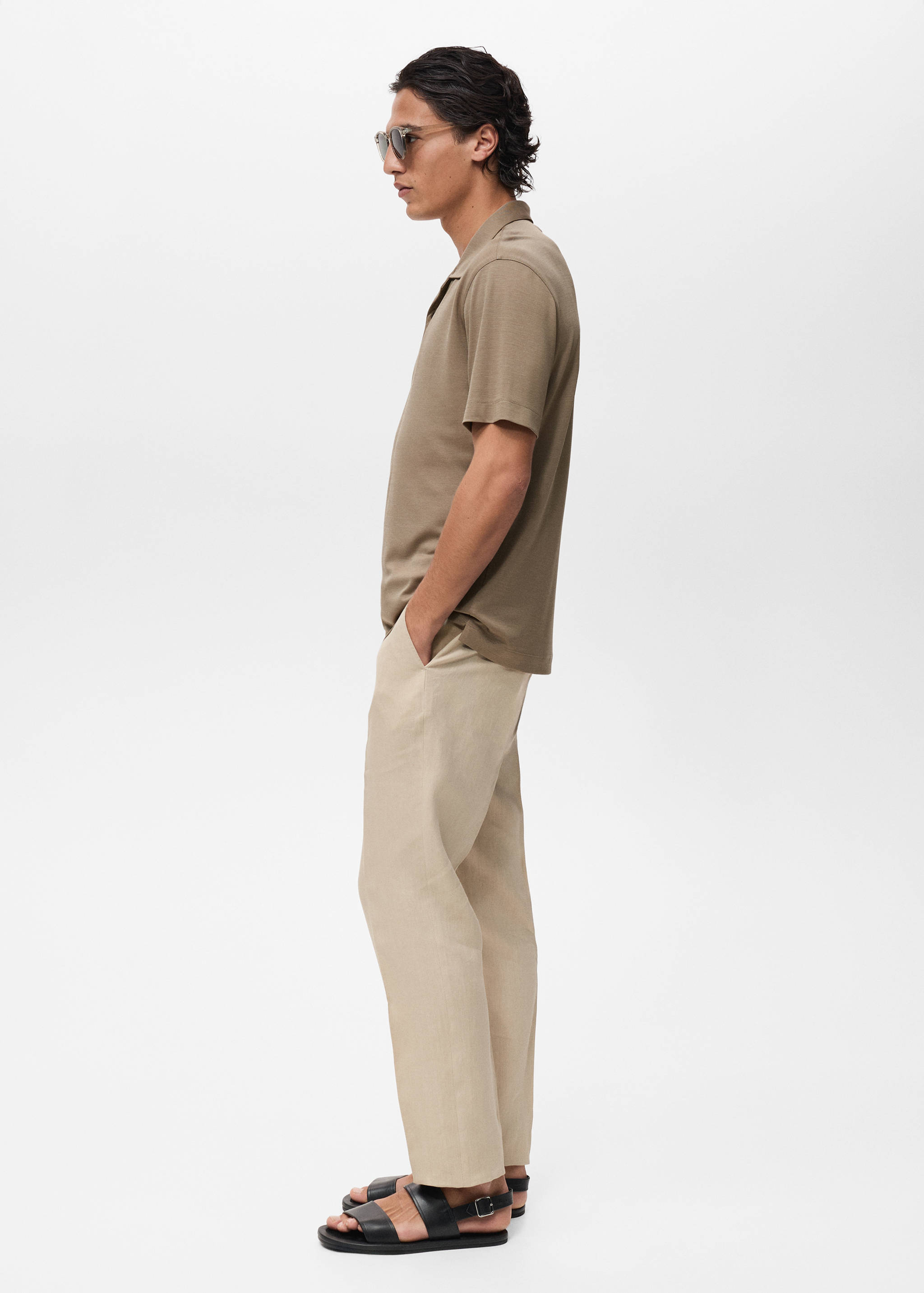 Lyocell polo shirt with bowling collar - Details of the article 2