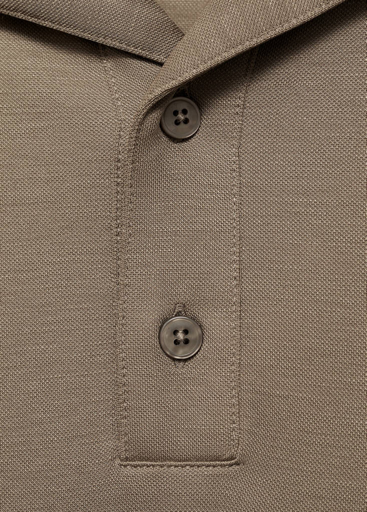 Lyocell polo shirt with bowling collar — Mink Grey