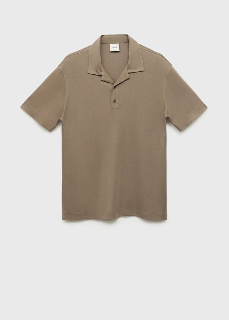 Lyocell polo shirt with bowling collar — Mink Grey