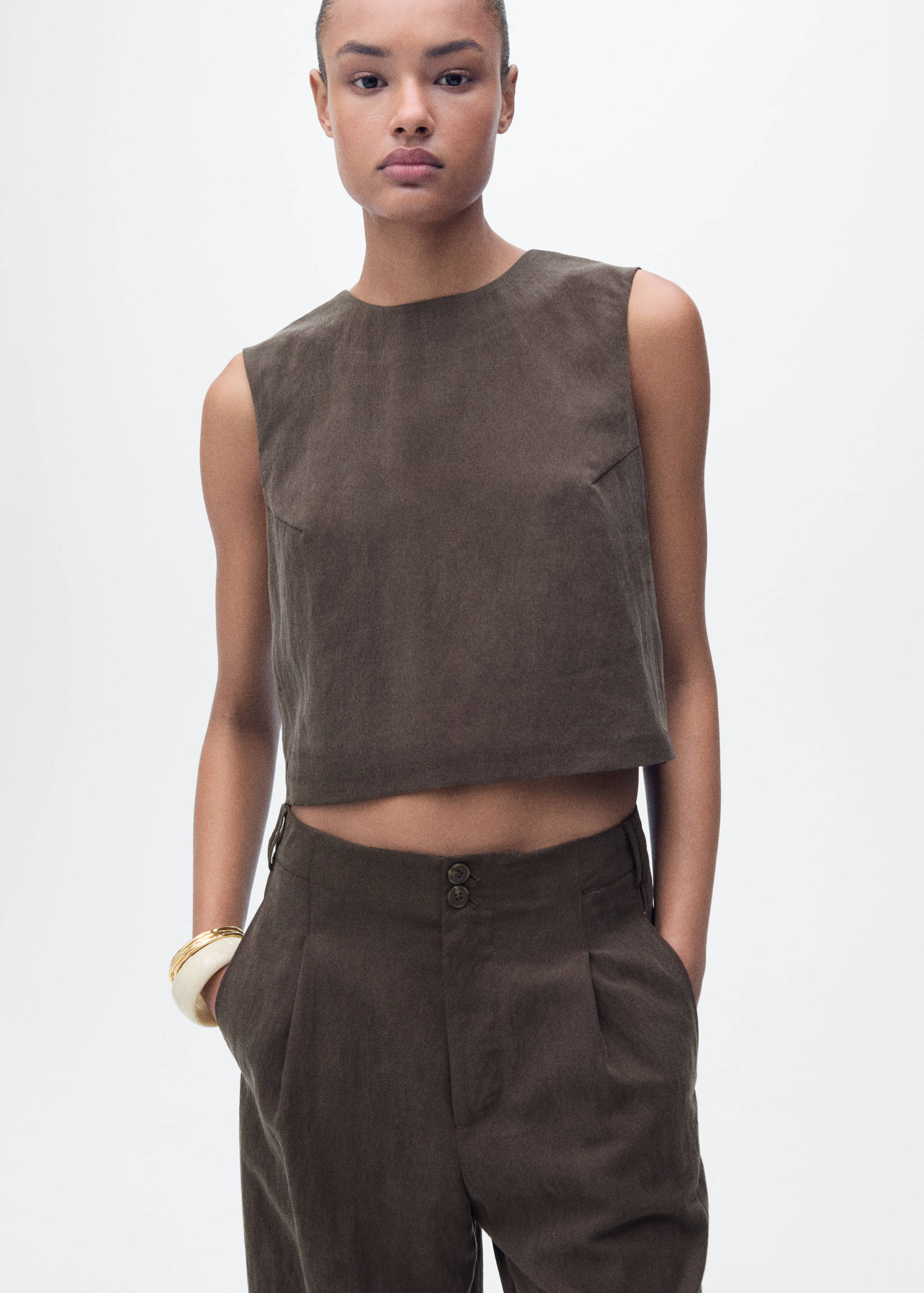 Egyenes szabású lyocell top hajtásokkal - A termék adatai 1