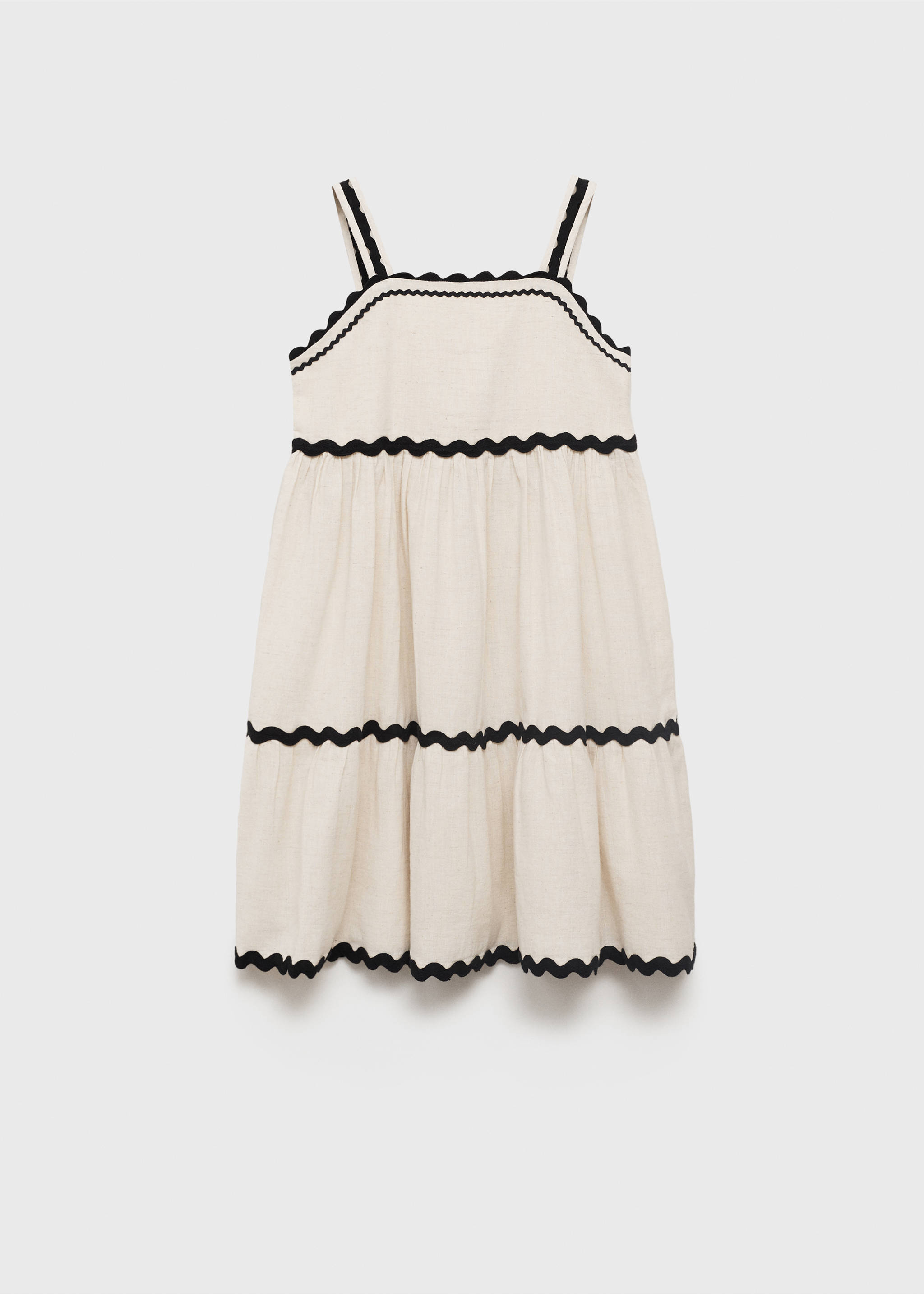 Linen dress with wave design - Article without model, Light/Pastel Grey. Ref: 87098267-00.