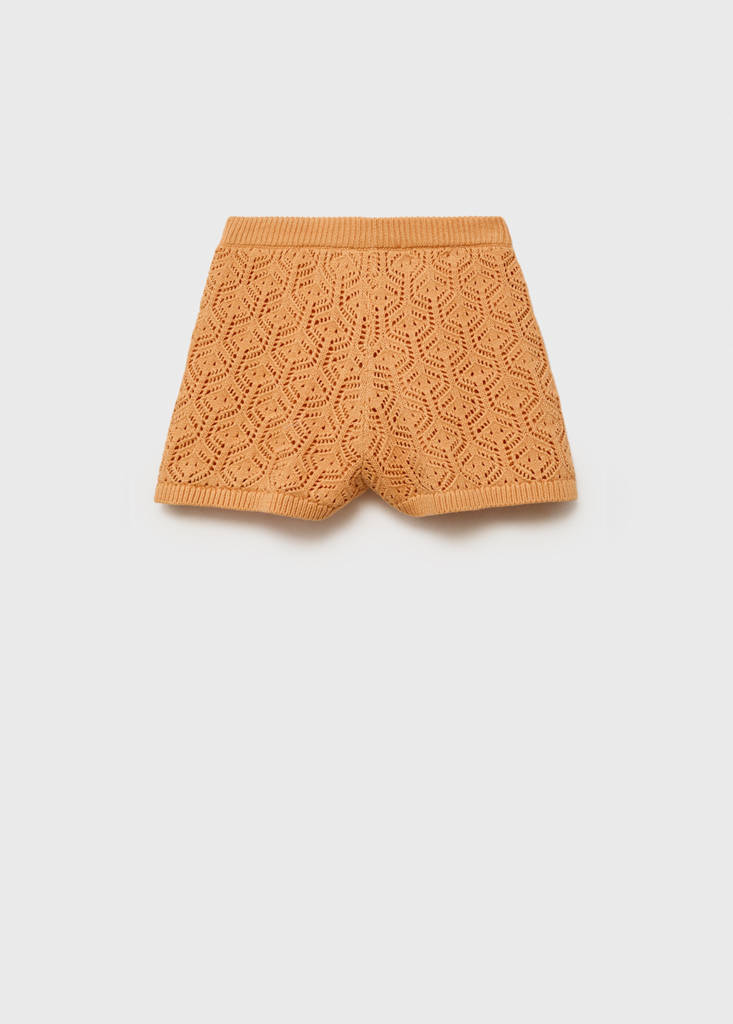 Openwork knitted shorts — Pastel Orange