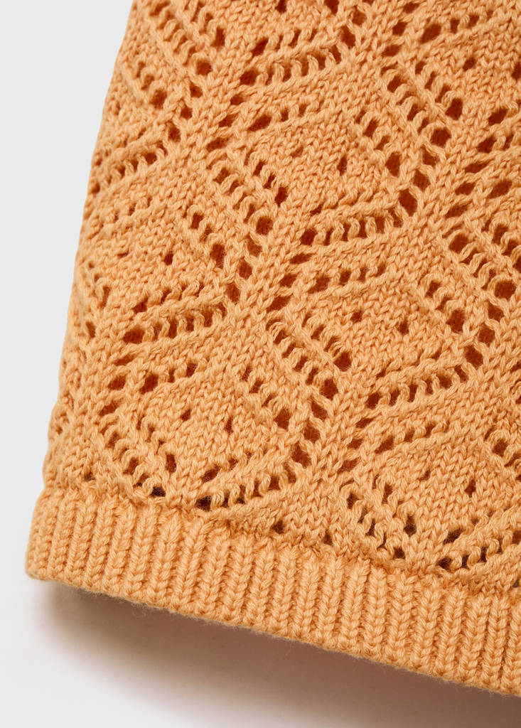 Openwork knitted shorts — Pastel Orange