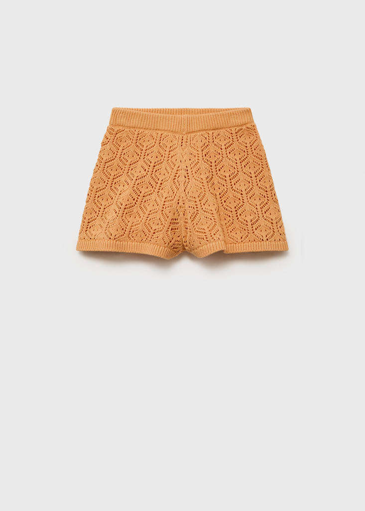 Openwork knitted shorts — Pastel Orange