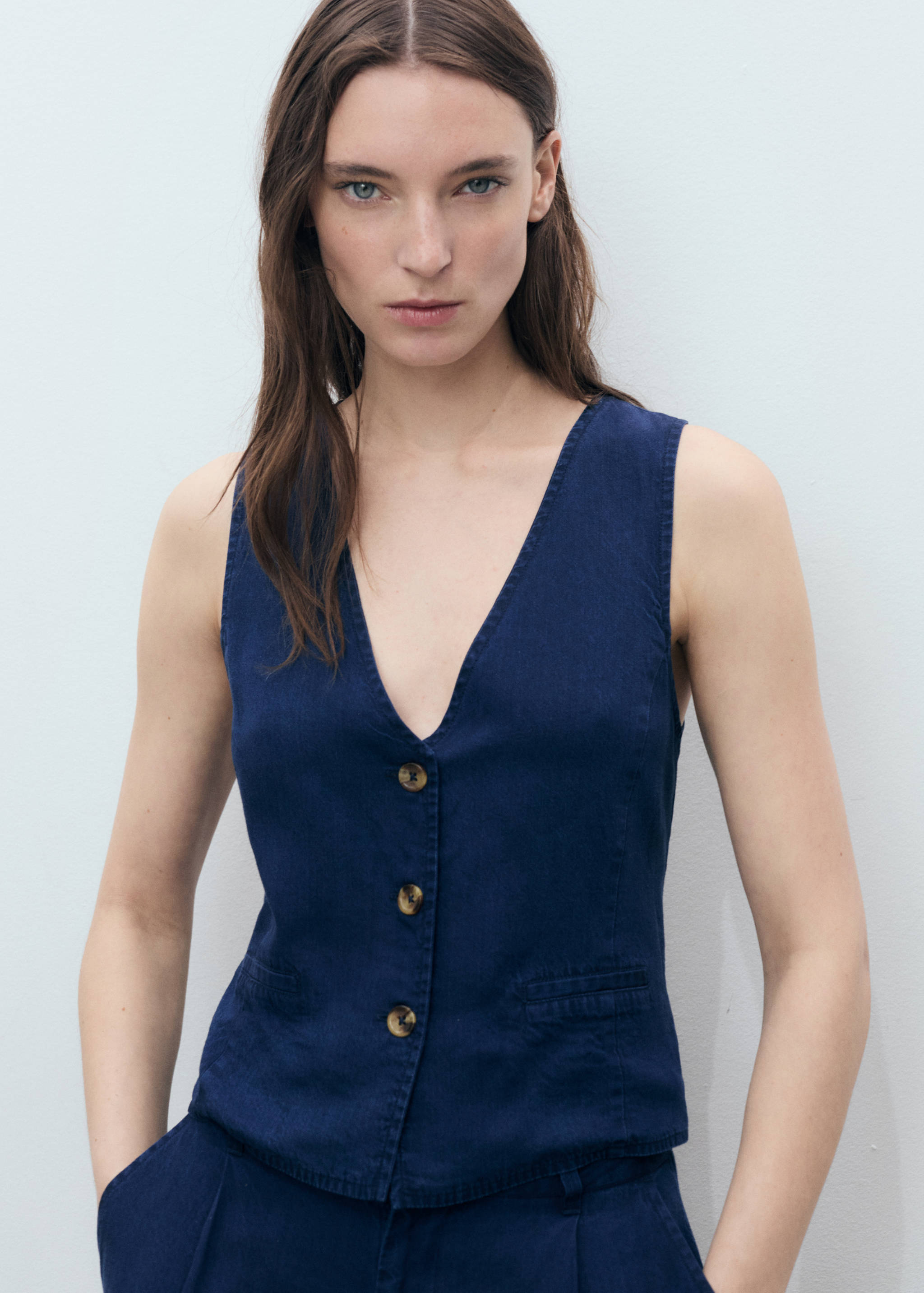Denim-effect lyocell vest - Medium plane
