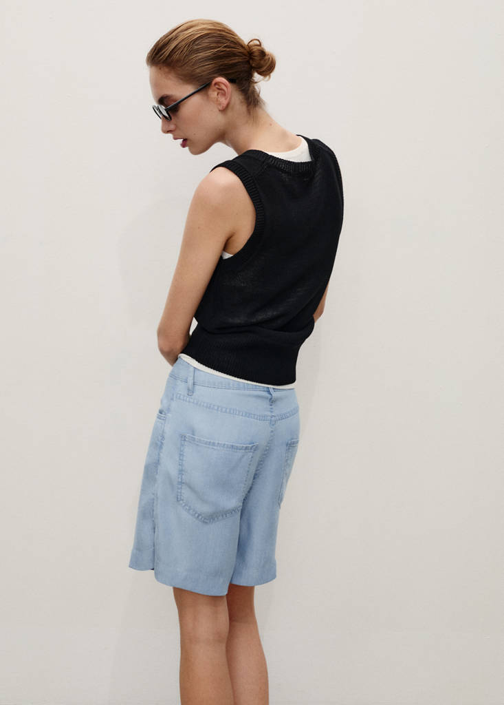 Straight-fit lyocell bermuda shorts — Medium Blue
