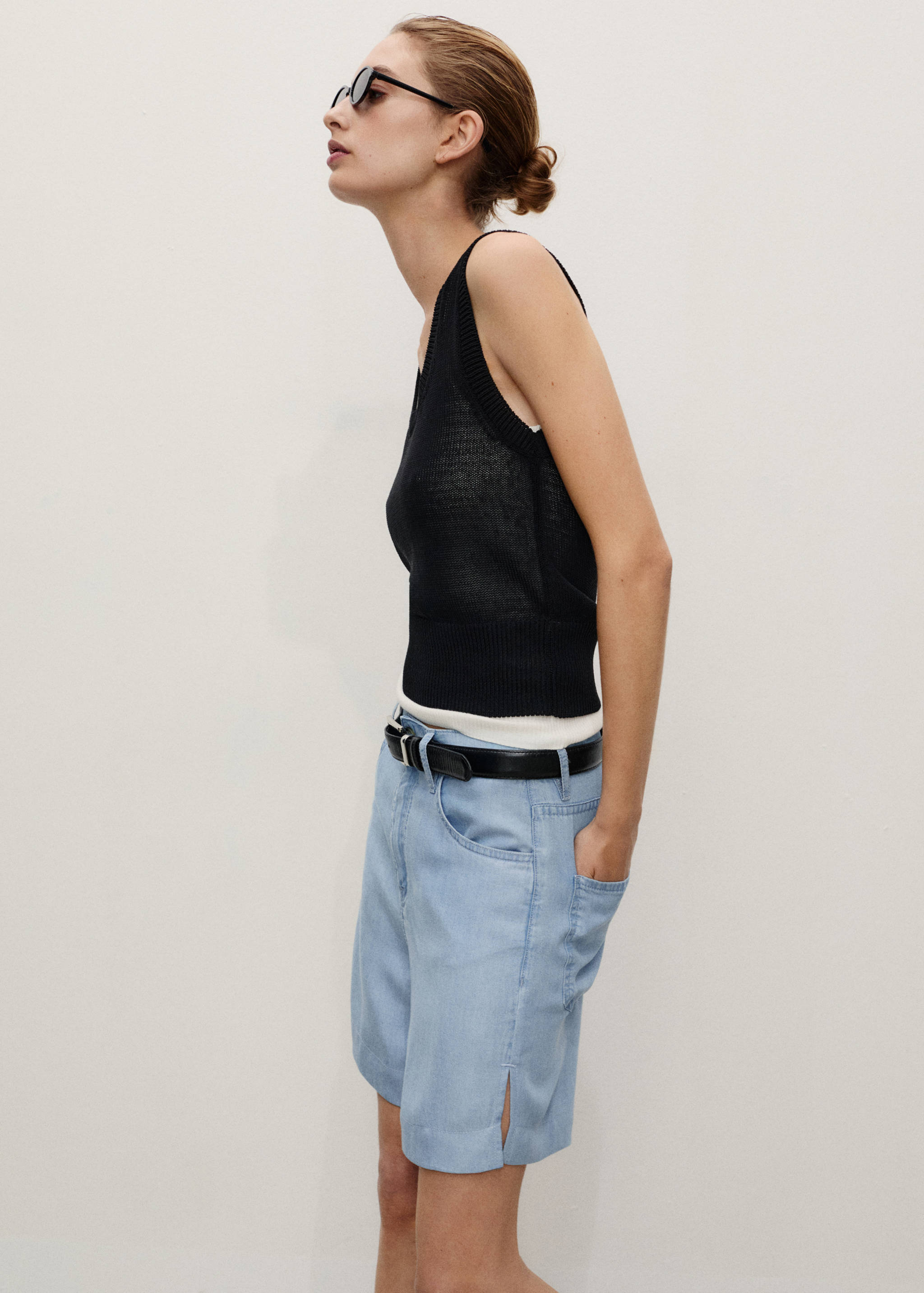 Straight-fit lyocell bermuda shorts - Details of the article 1