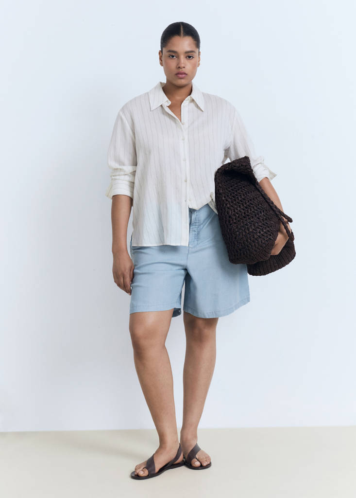 Straight-fit lyocell bermuda shorts — Medium Blue