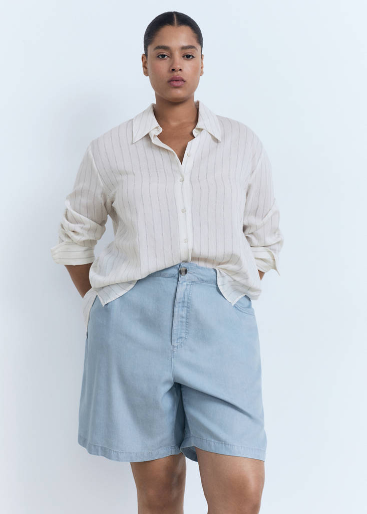 Straight-fit lyocell bermuda shorts — Medium Blue