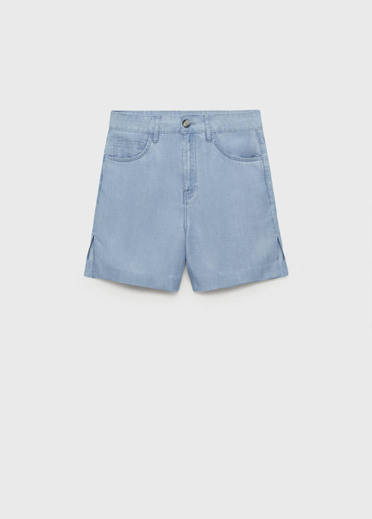 Straight-fit lyocell bermuda shorts — Medium Blue