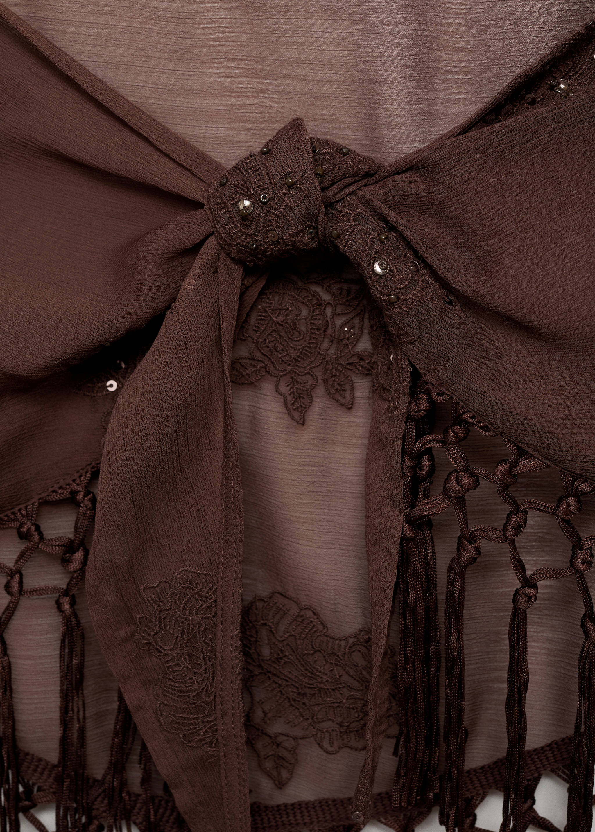 Embroidered mini-skirt with fringe - Details of the article 8