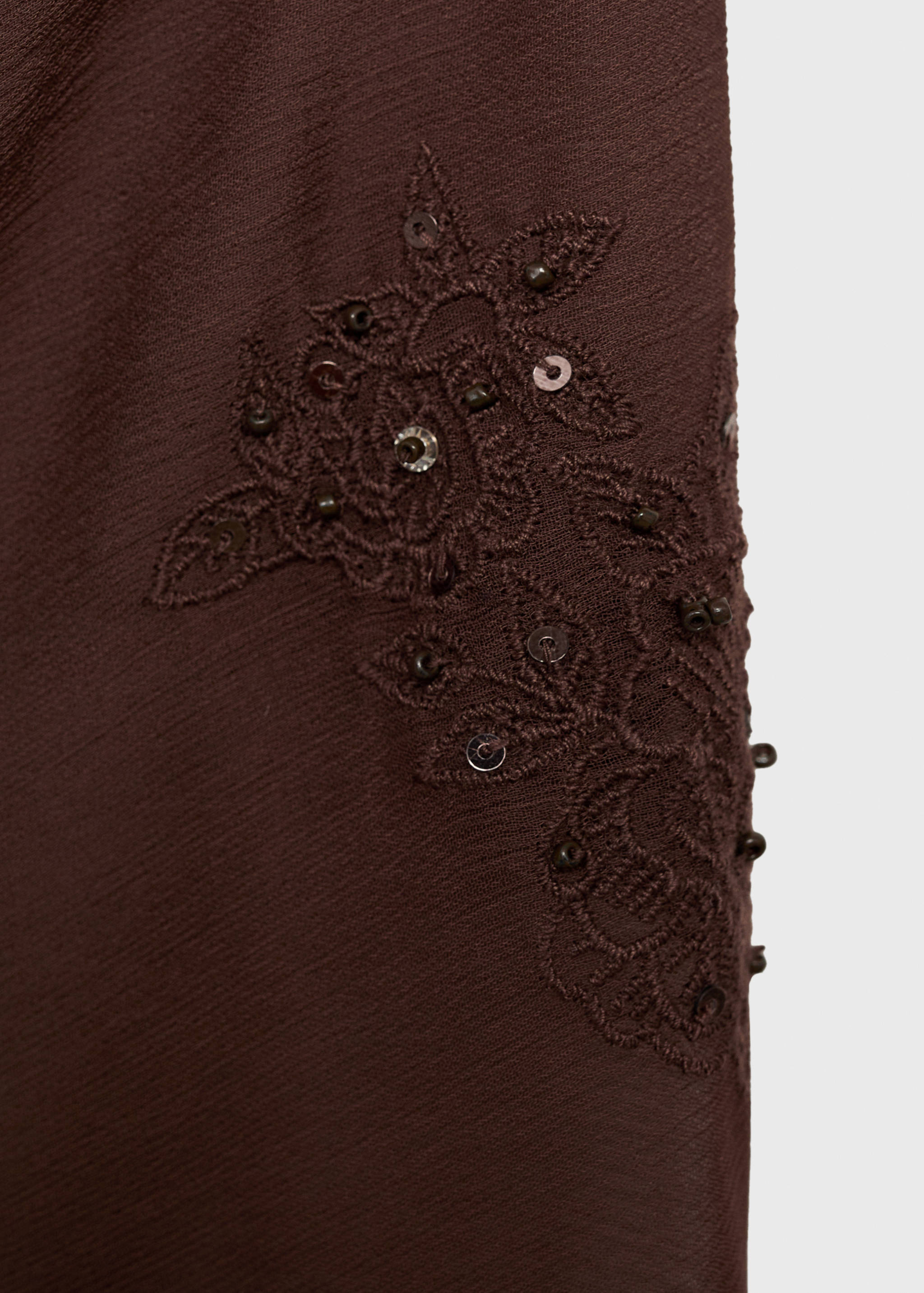 Embroidered mini-skirt with fringe - Details of the article 0