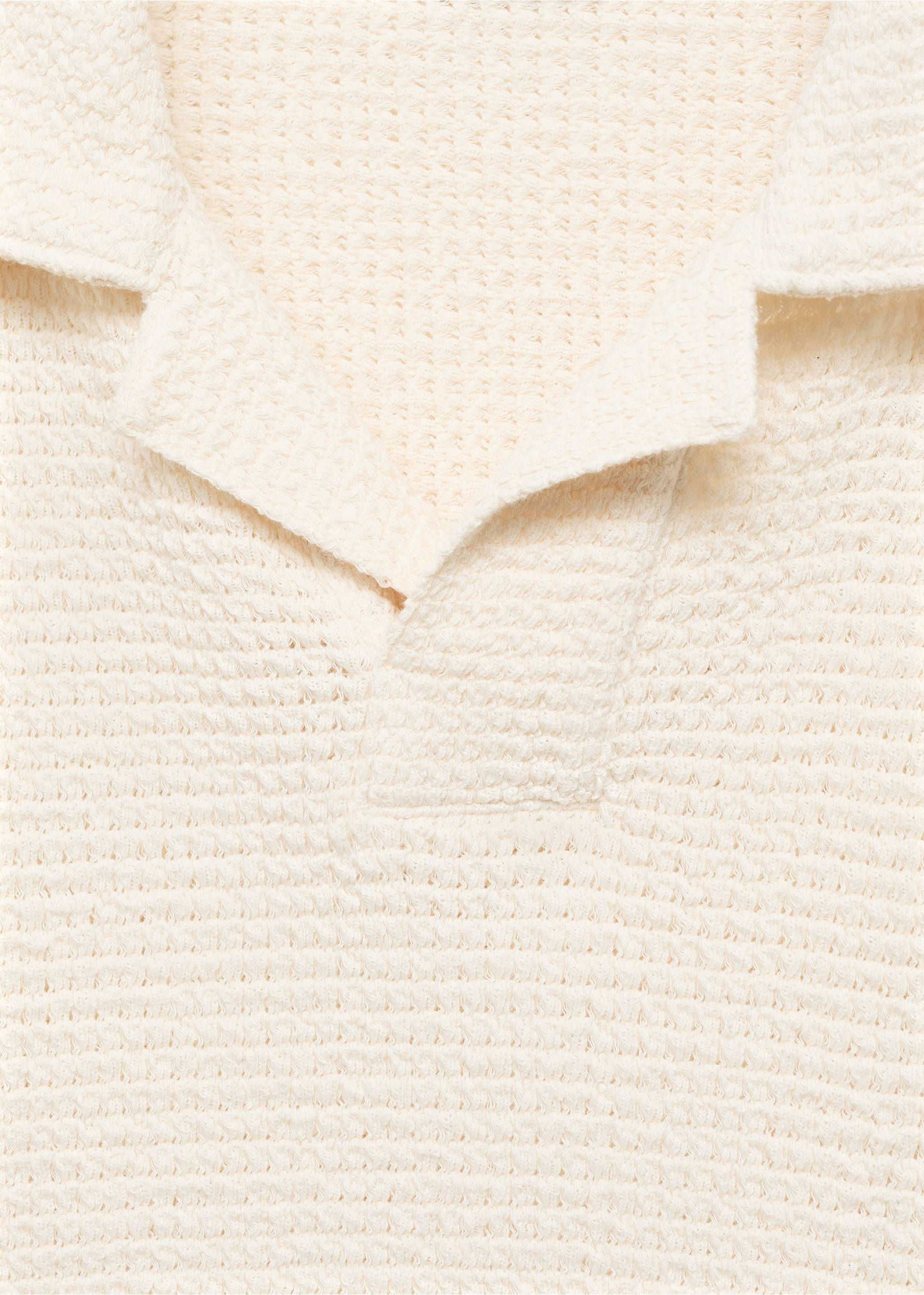 Polo algodón crochet - Detalle del artículo 8, Blanco marfil. Ref: 87099207-00.