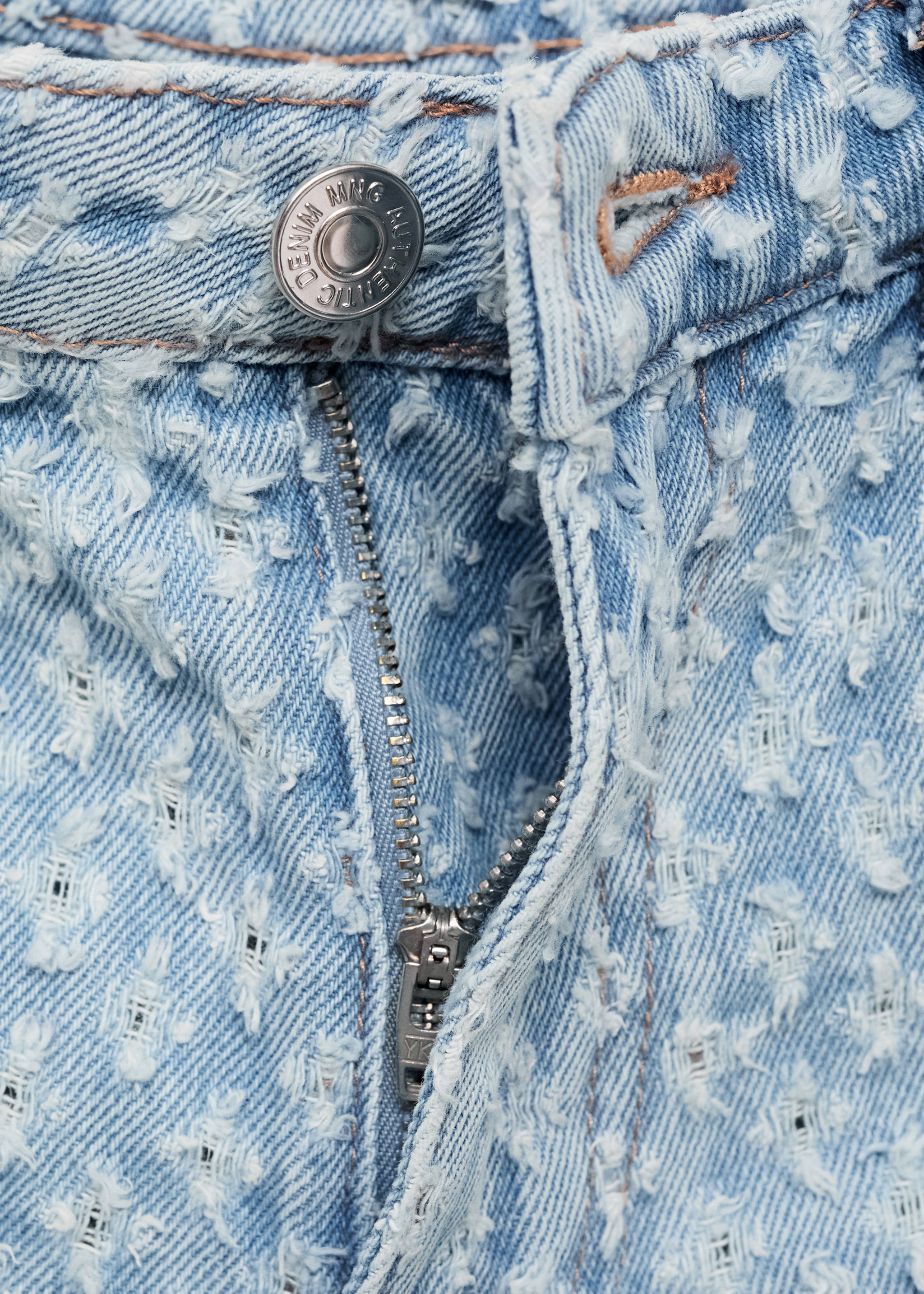 Dikişsiz dokulu denim şort - Ürün detayı 8