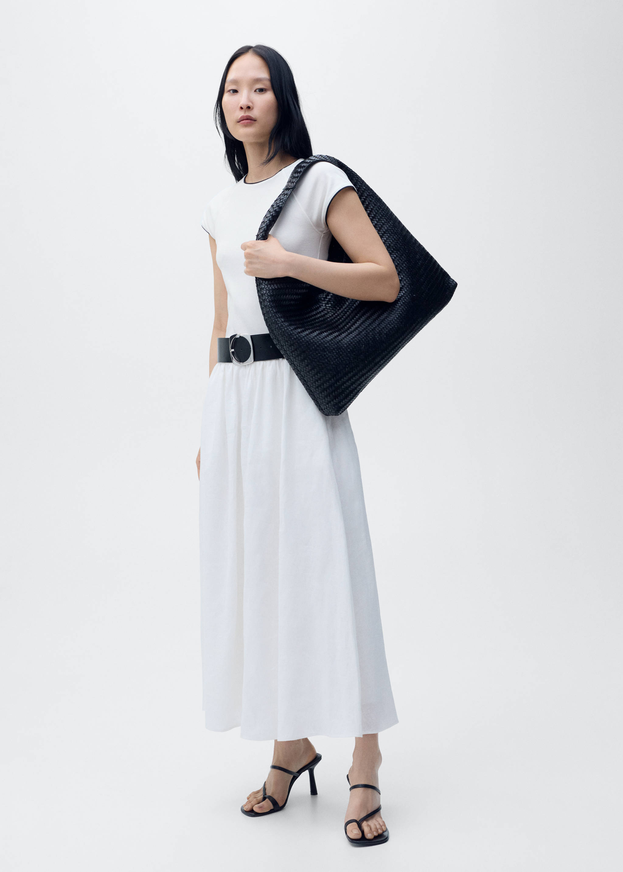 Baumwoll-T-Shirt mit Kontrastborten - Allgemeine Ansicht