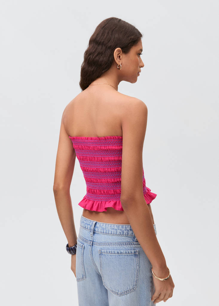 Strapless top with ruffles — Fuchsia
