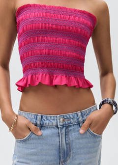 Strapless top with ruffles — Fuchsia 6