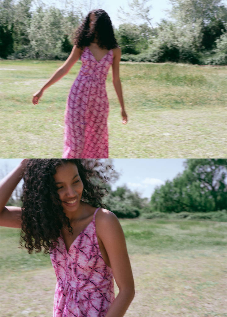 Long dress with open back — Pink