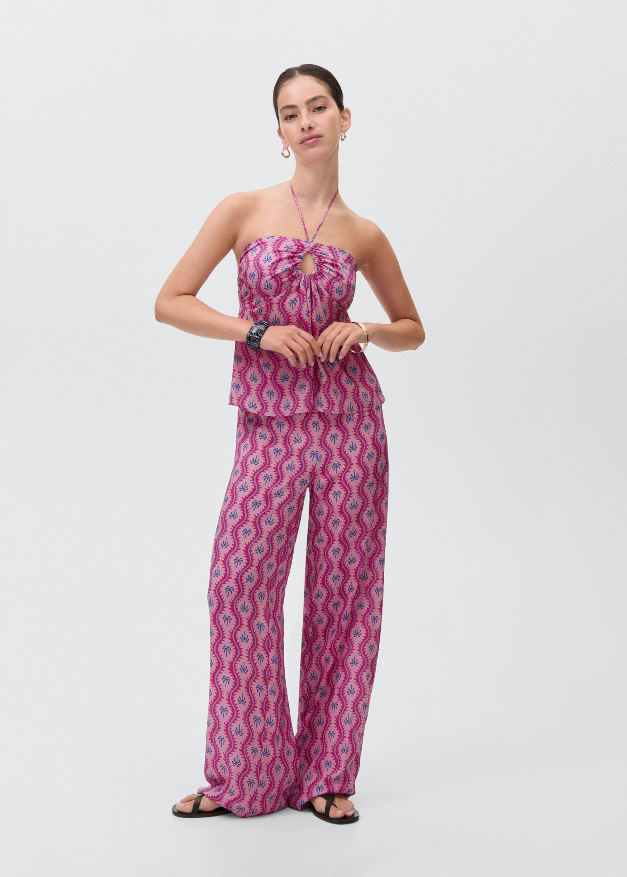 Palm tree printed trousers - General plane