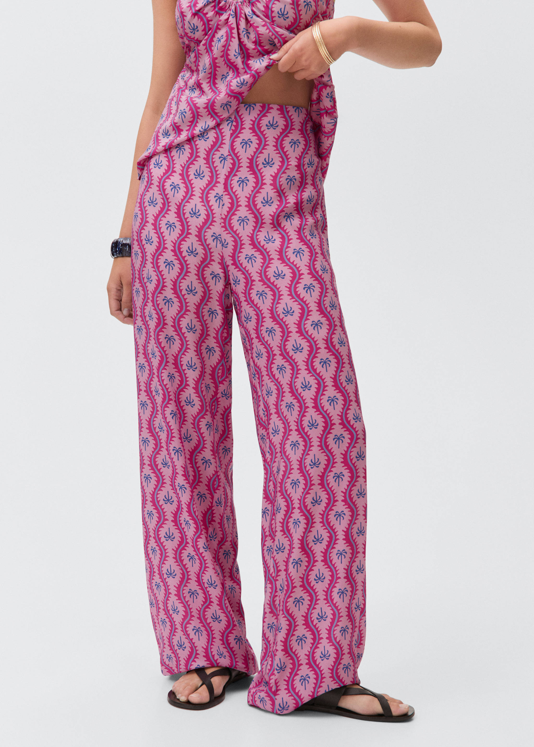 Palm tree printed trousers - Medium plane