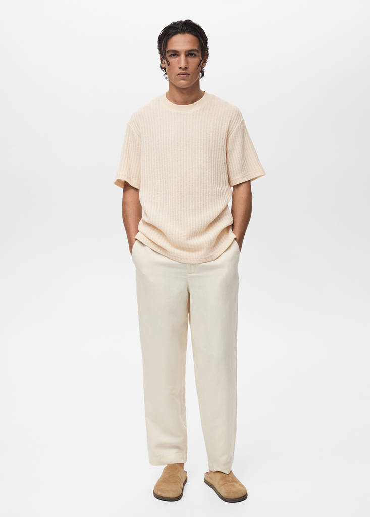 Ribbed  knit t-shirt — Ivory White