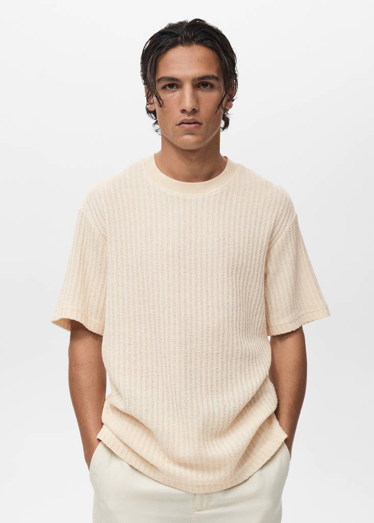 Ribbed  knit t-shirt — Ivory White