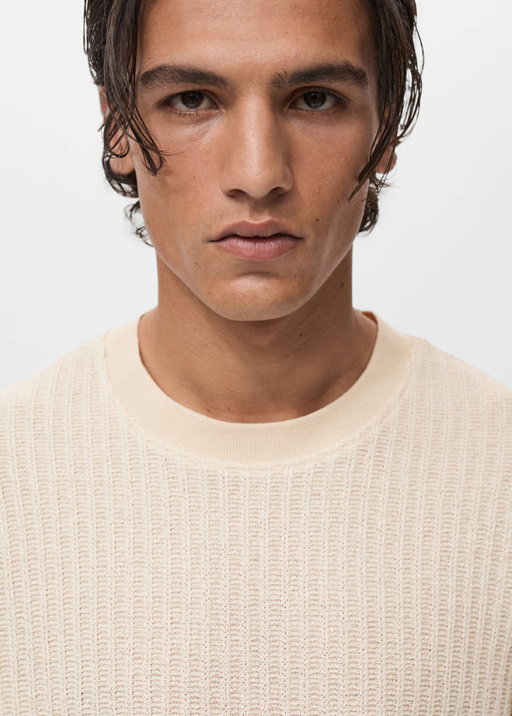 Ribbed  knit t-shirt — Ivory White