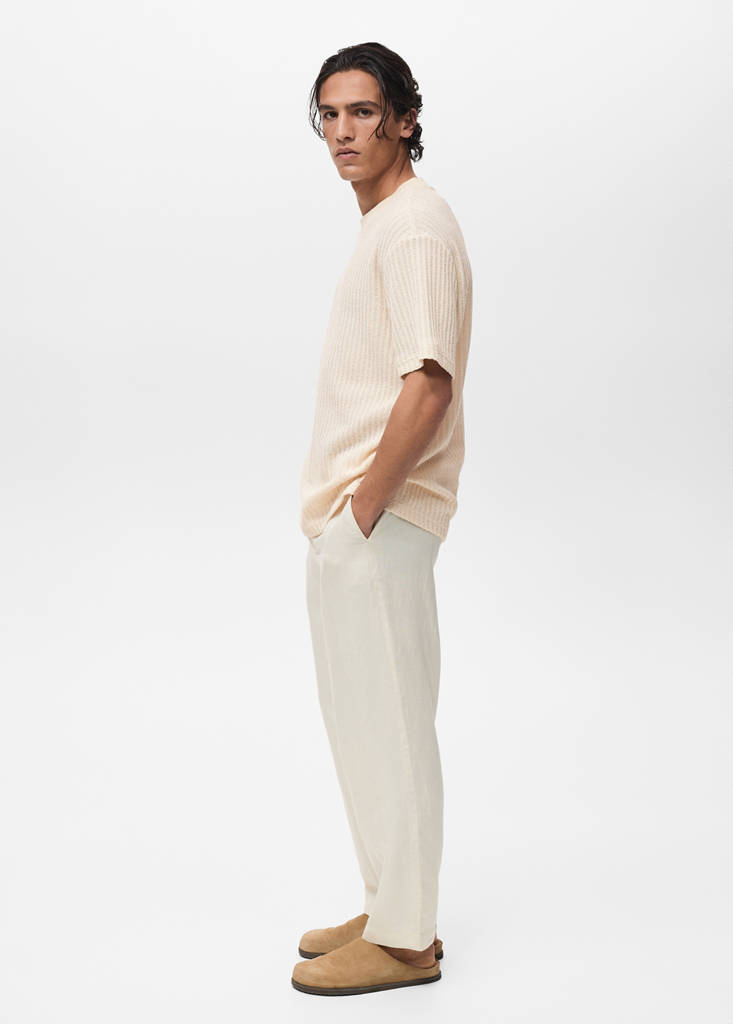 Ribbed  knit t-shirt — Ivory White
