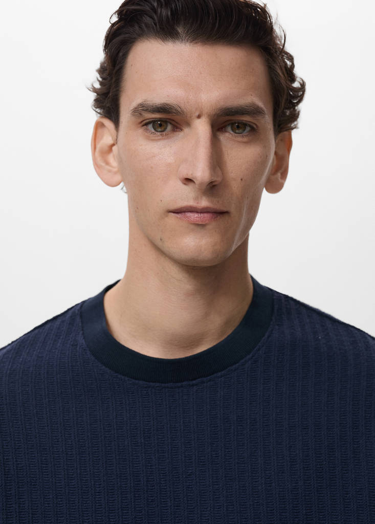 Ribbed  knit t-shirt — Ink Blue