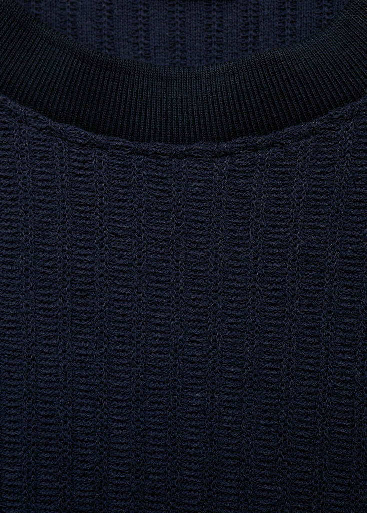 Ribbed  knit t-shirt — Ink Blue