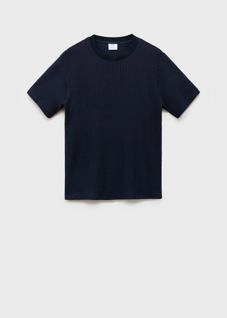 Ribbed  knit t-shirt — Ink Blue