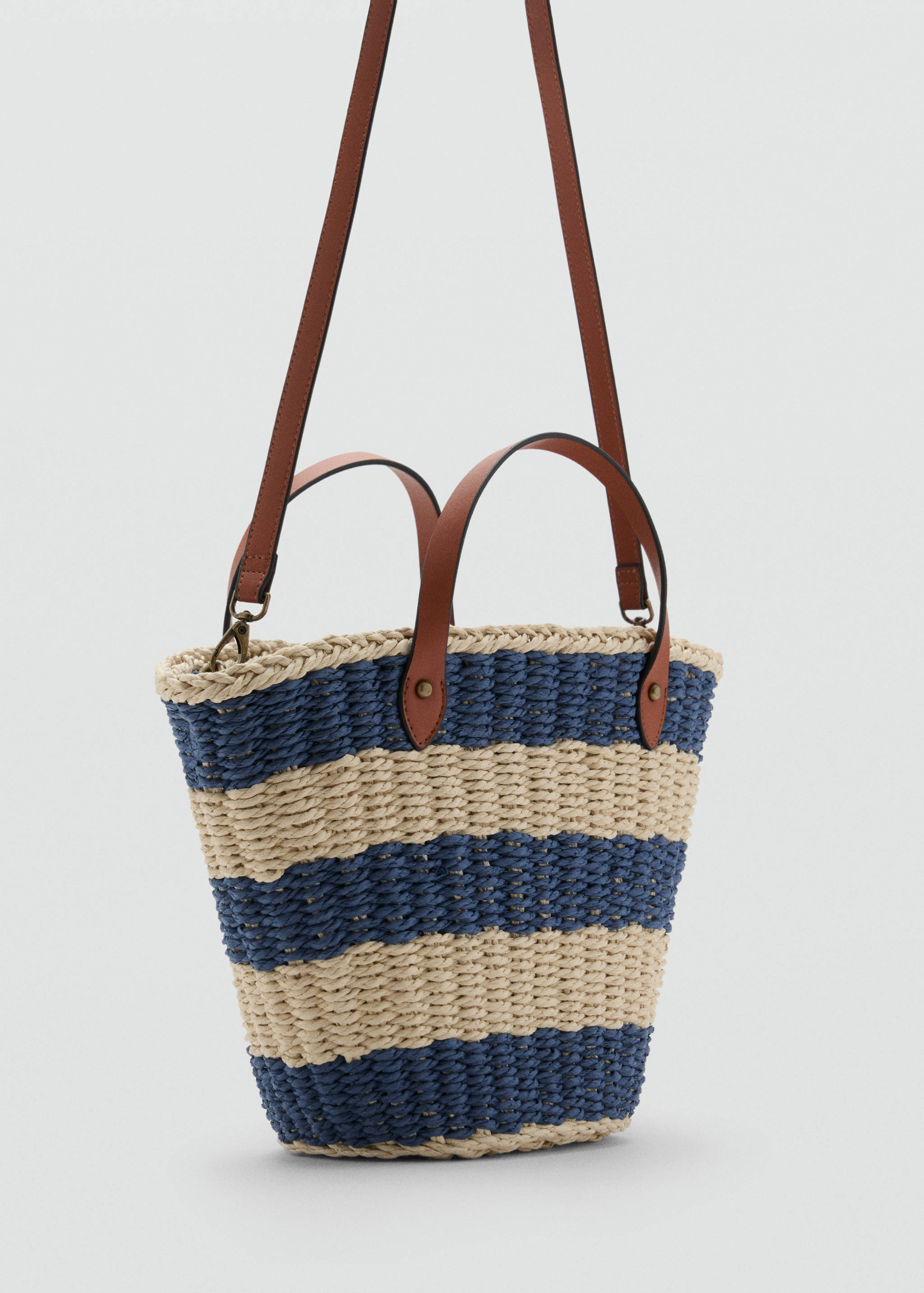 Striped natural fiber basket - Medium plane