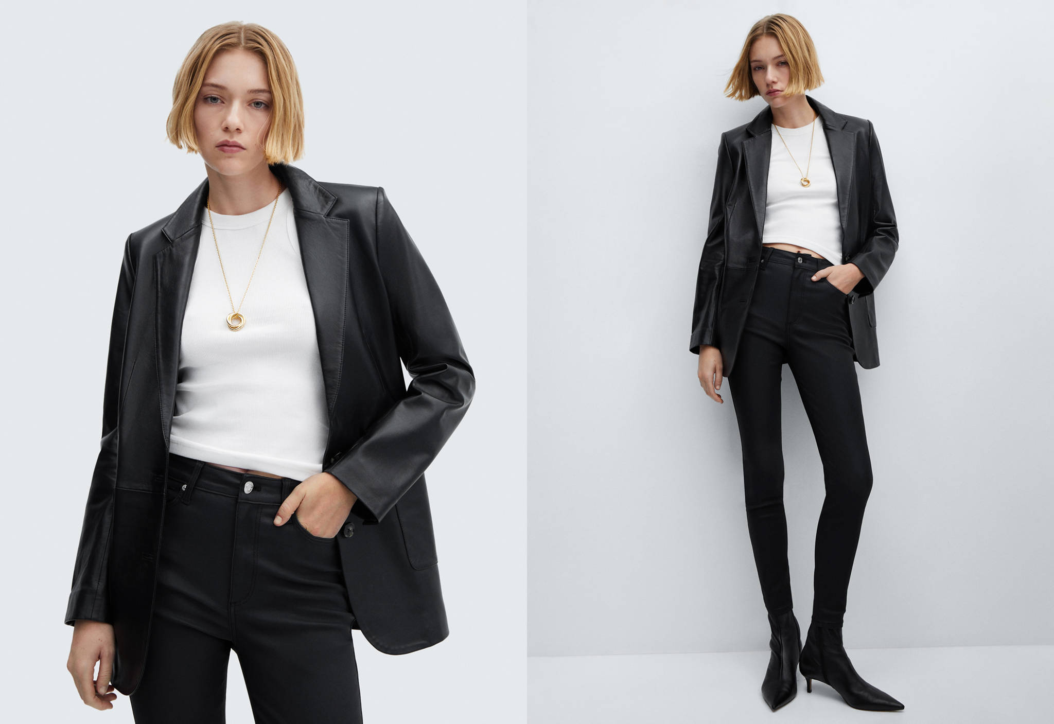 Waxed high-rise skinny jeans - Panoramic plane