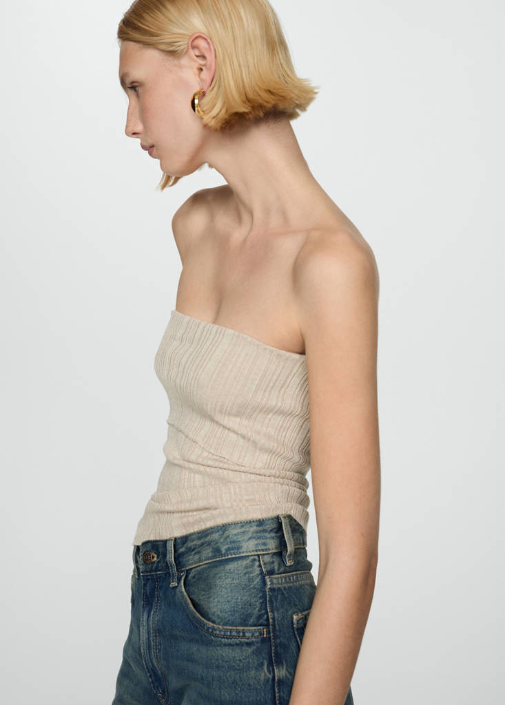 Strapless knitted top — Light/Pastel Grey