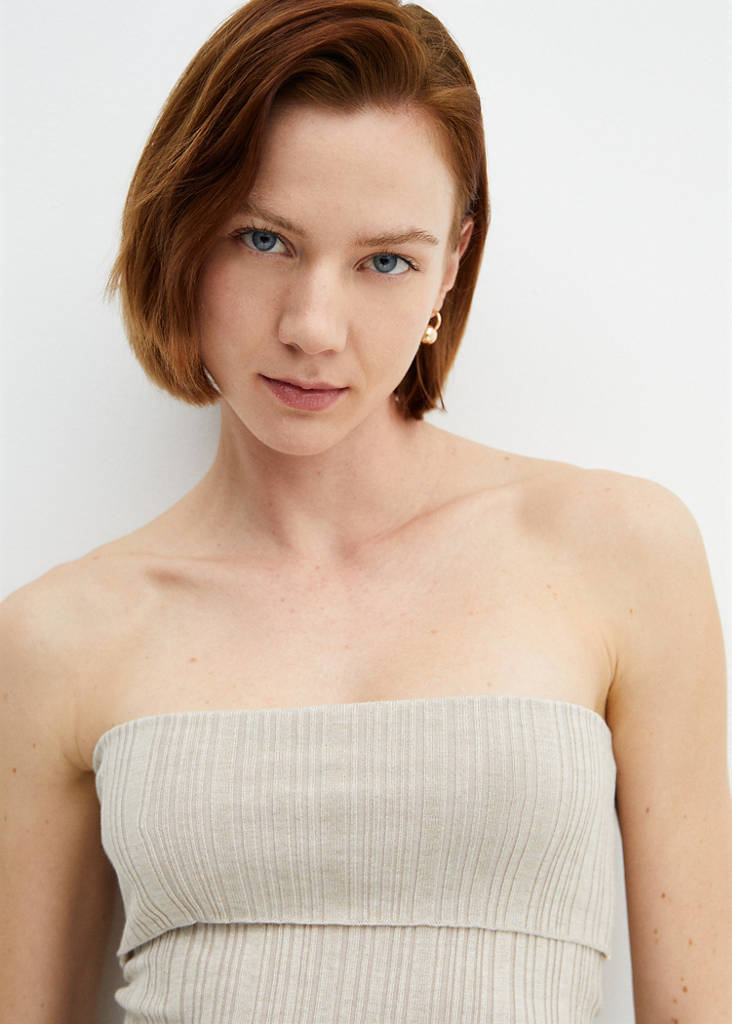 Strapless knitted top — Light/Pastel Grey