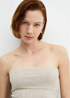 Strapless knitted top — Light/Pastel Grey 5