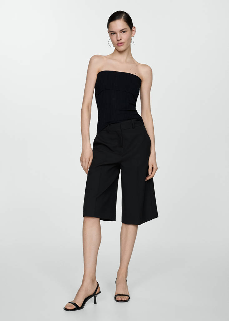 Strapless knitted top — Black