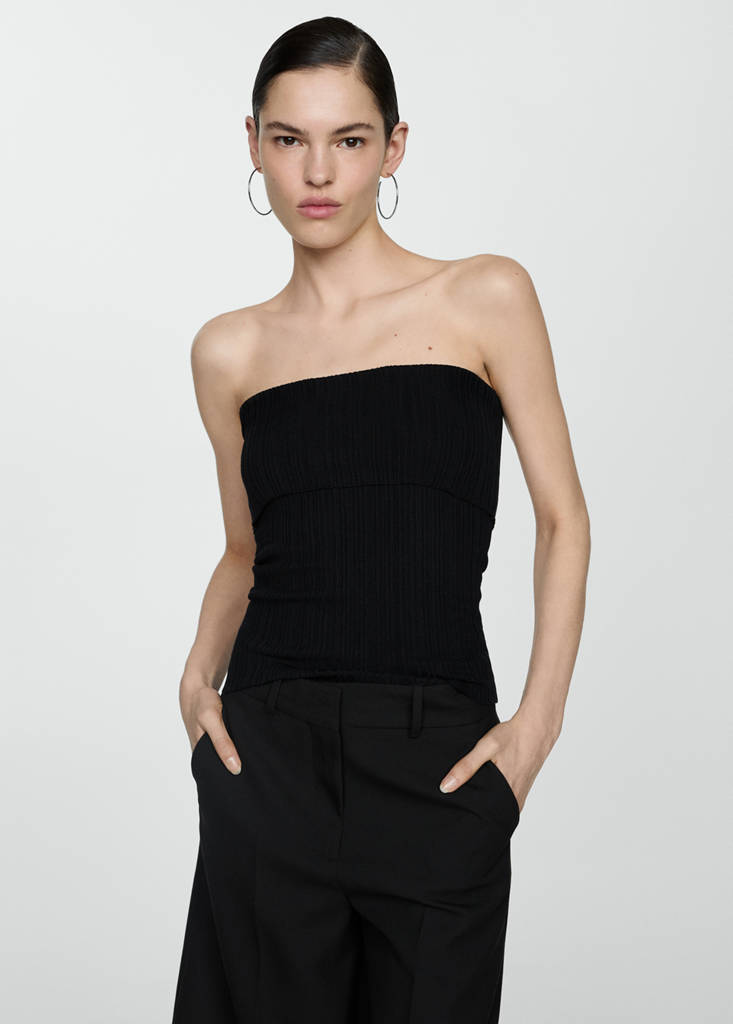 Strapless knitted top — Black