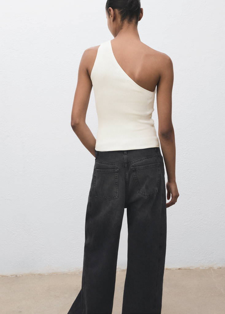 Knit asymmetric top — White