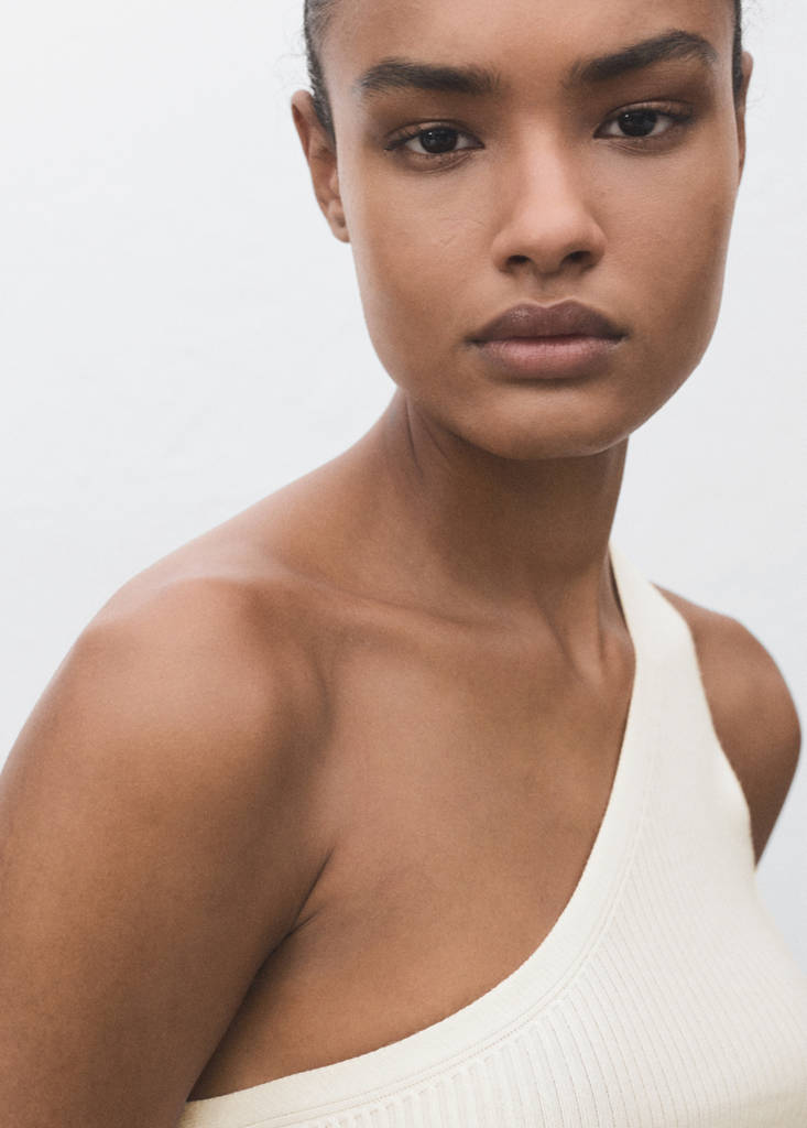 Knit asymmetric top — White