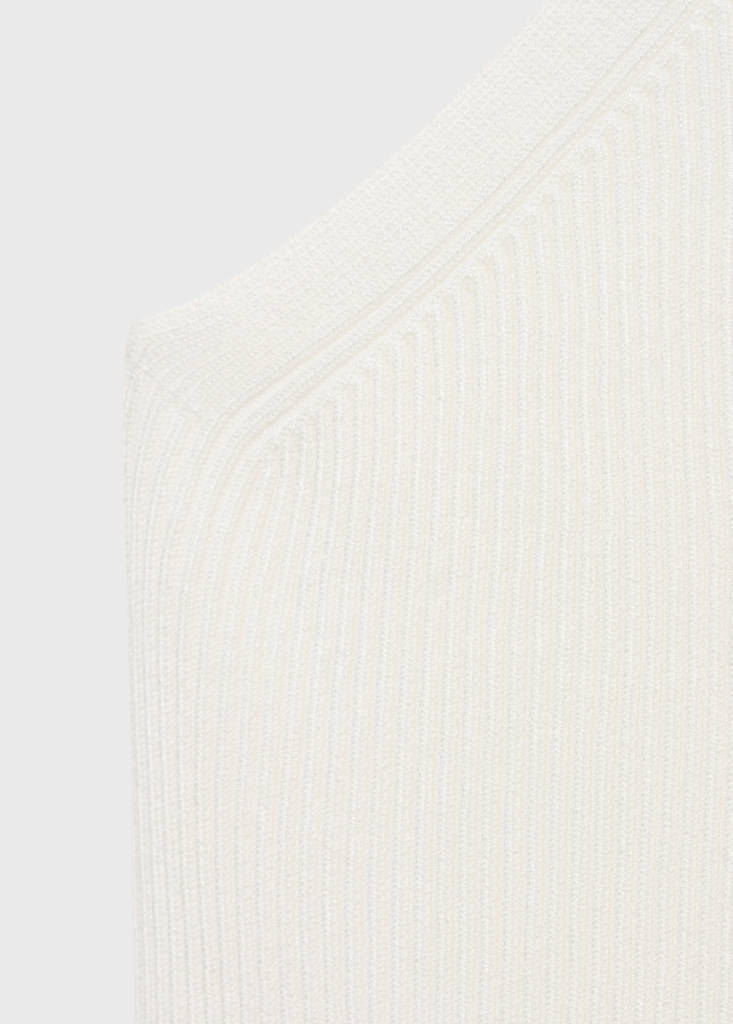 Knit asymmetric top — White