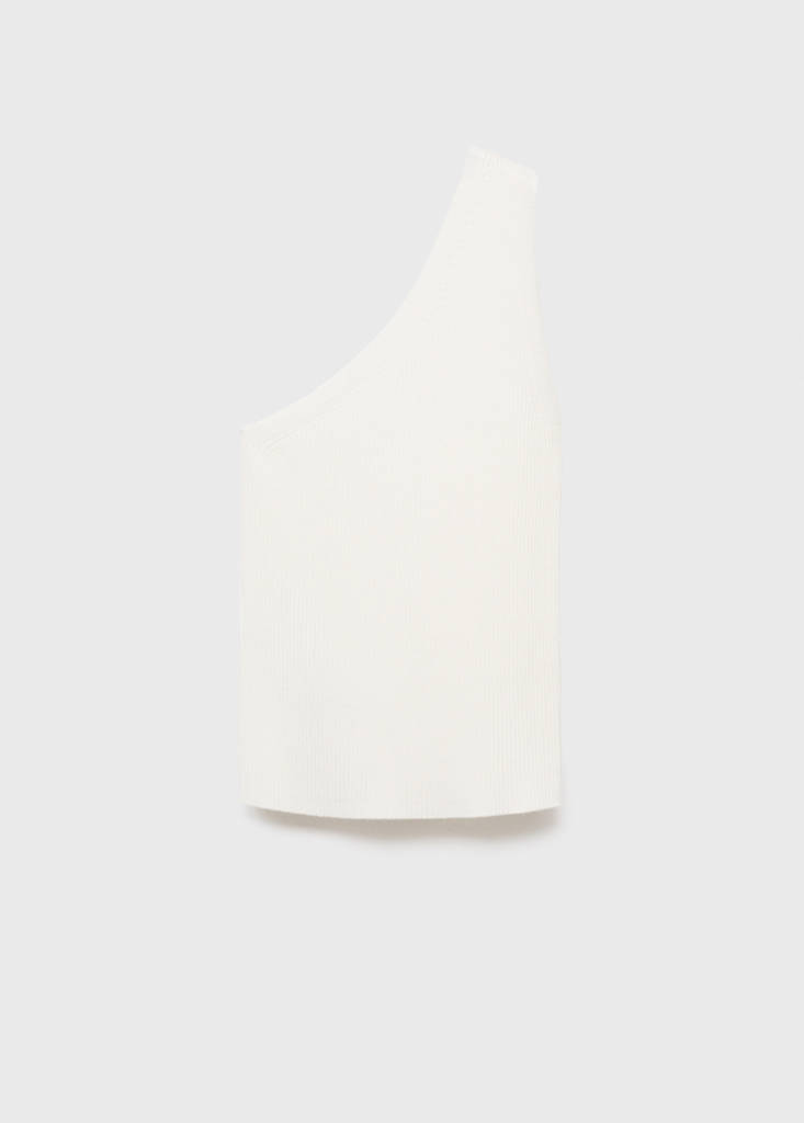 Knit asymmetric top — White
