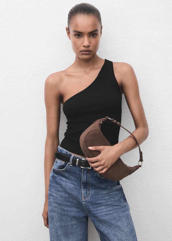Knit asymmetric top — Black
