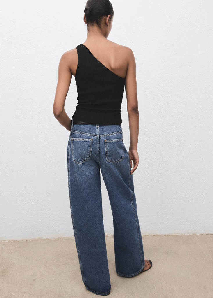Knit asymmetric top — Black