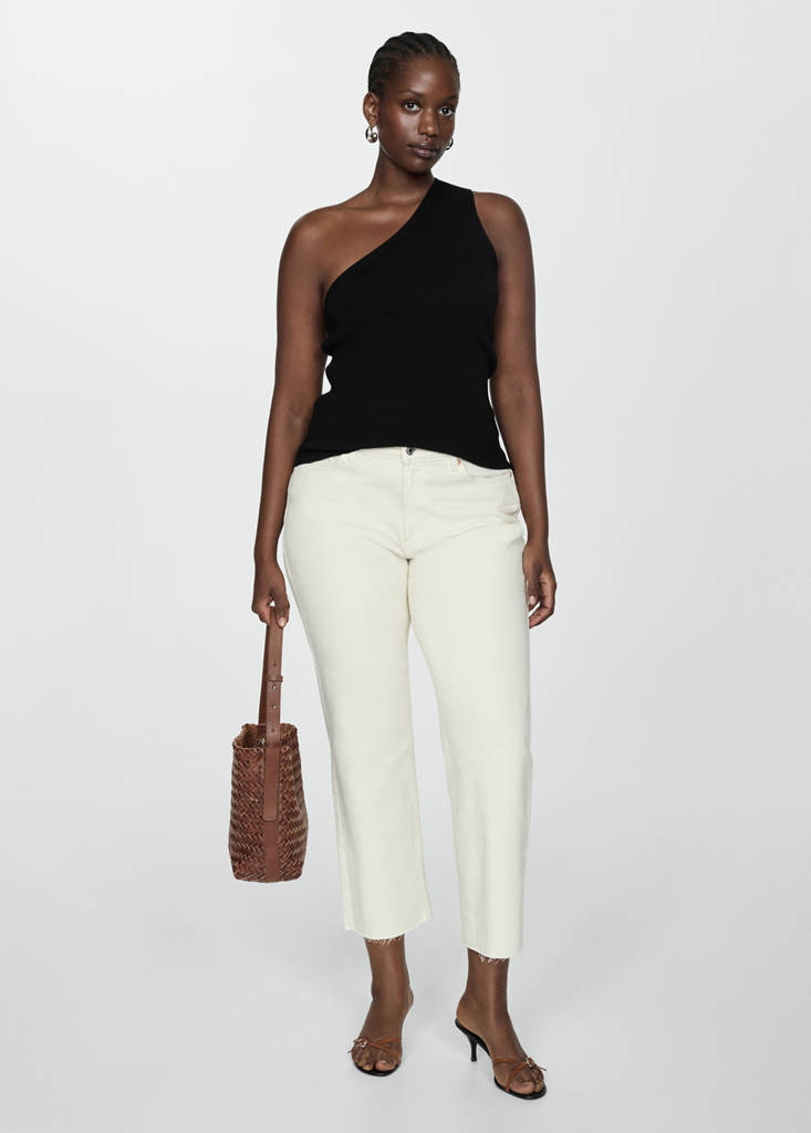 Knit asymmetric top — Black