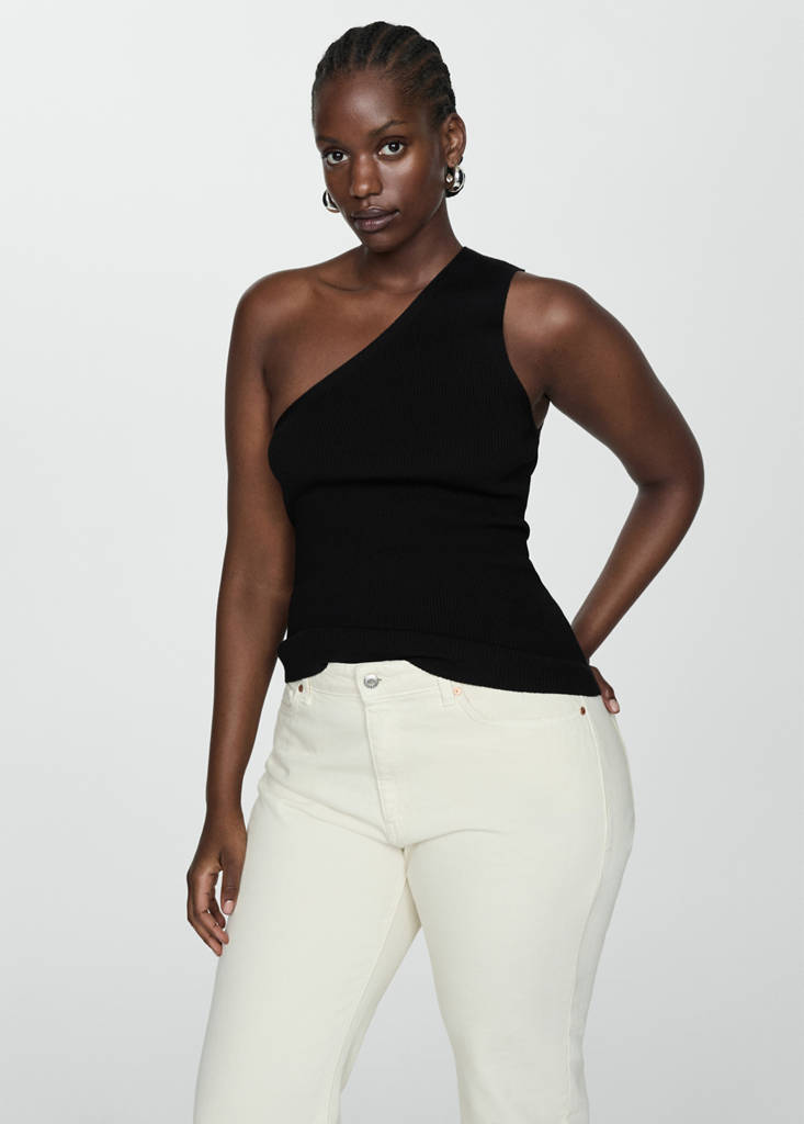 Knit asymmetric top — Black