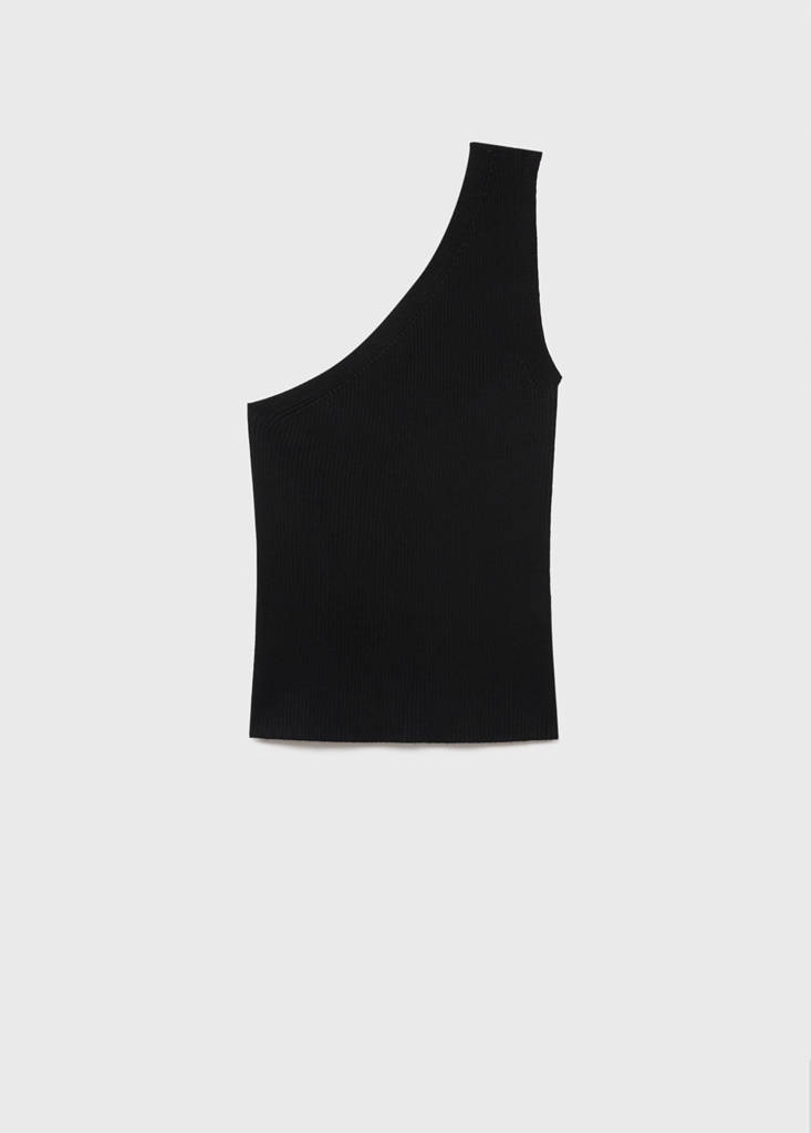 Knit asymmetric top — Black