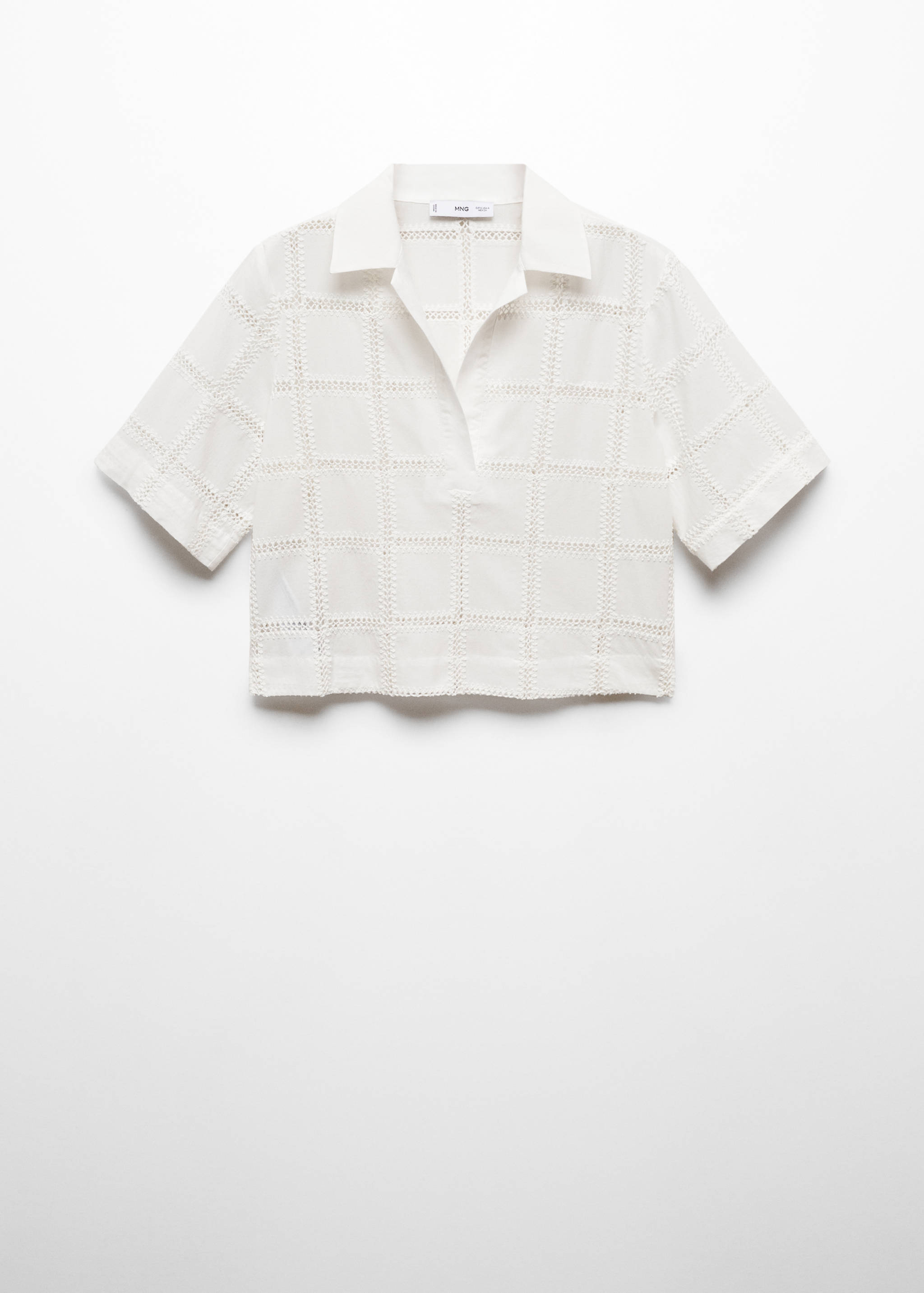 Embroidered polo-neck blouse - Article without model